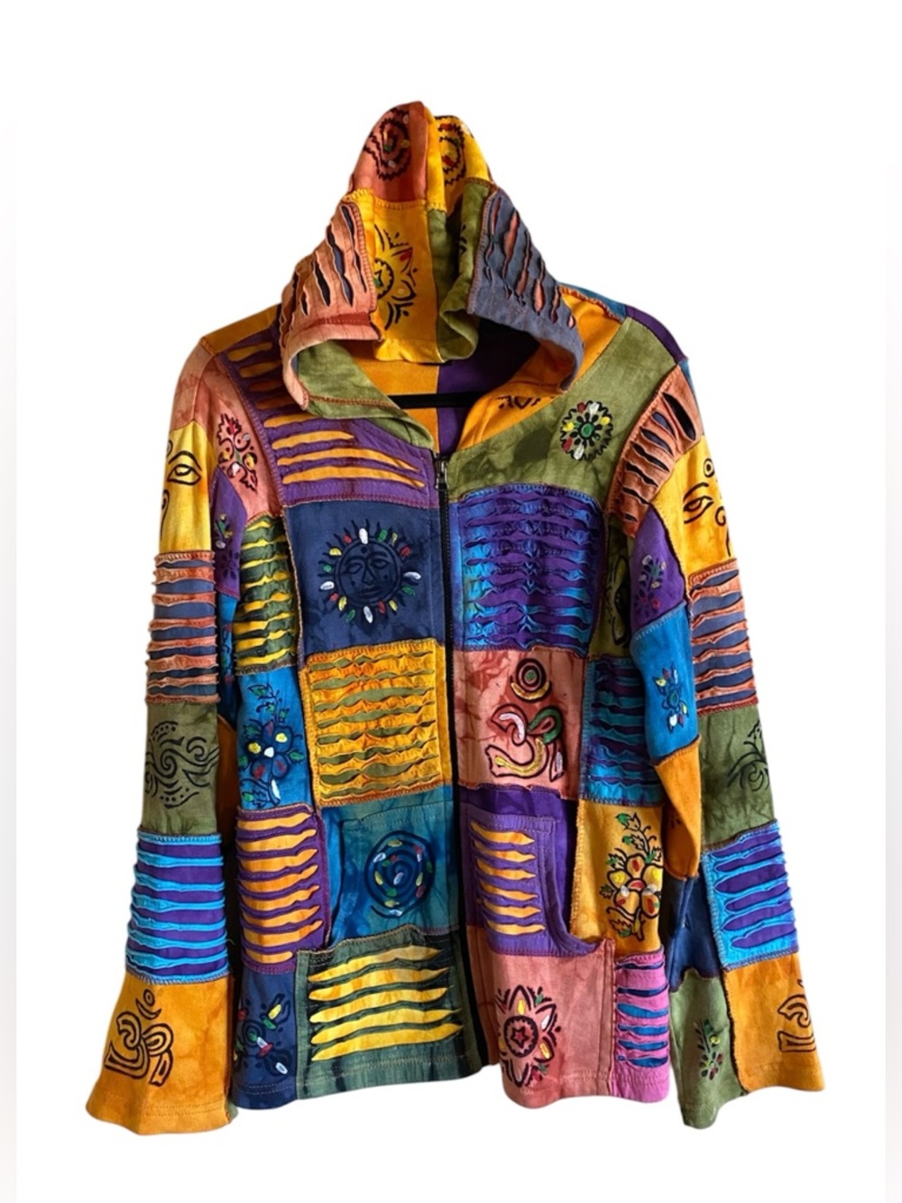 Women’s RISING INTERNATIONAL Patchwork Embroidered Zip Up Jacket L